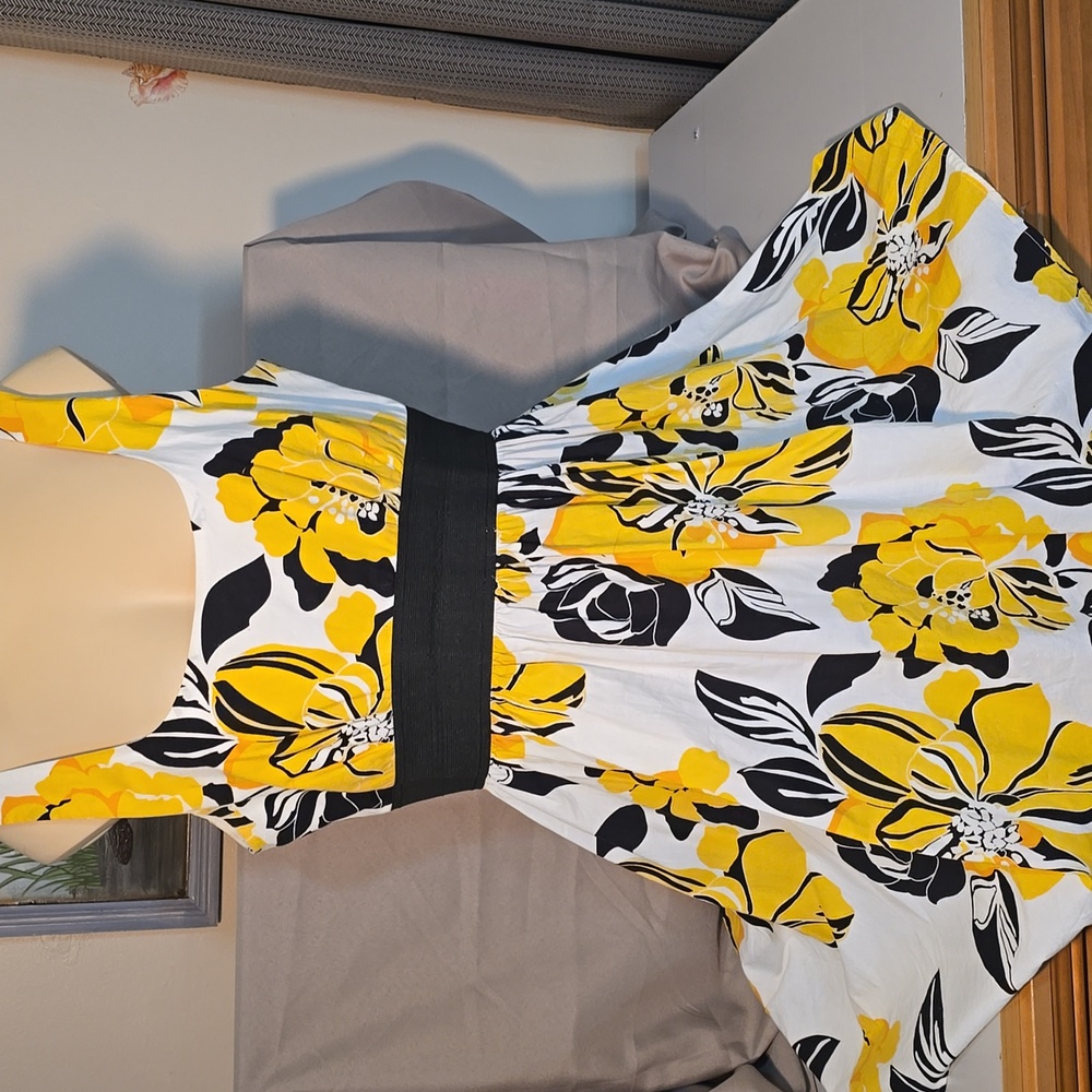 Floral Yellow and Black Dress